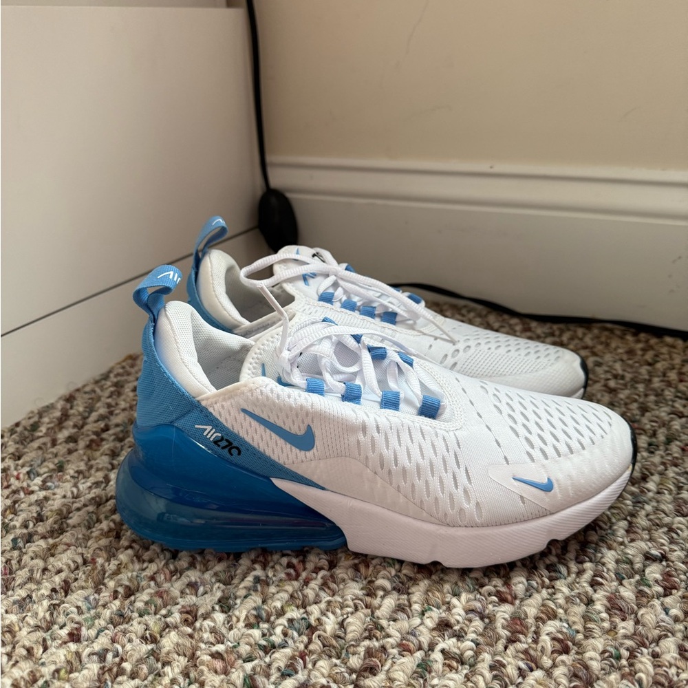 Nike Air Max 270 White and Blue Sneakers